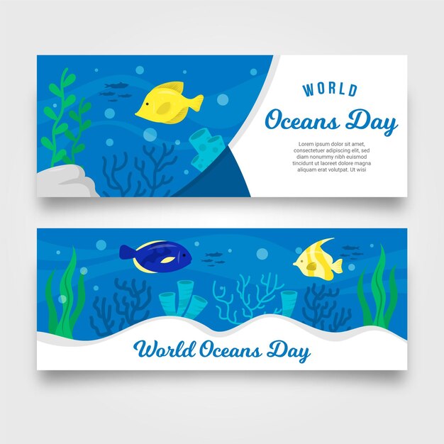 Free Vector World Oceans Day Banner Concept