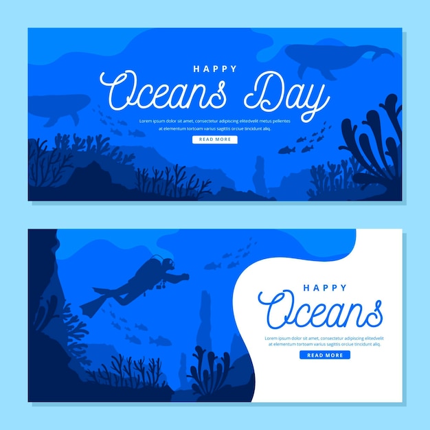 Free Vector World Oceans Day Banner