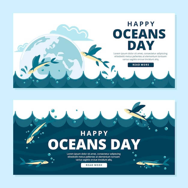 Free Vector World Oceans Day Banners Template