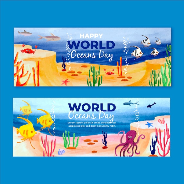 Free Vector World Oceans Day Banners