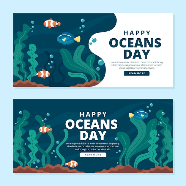 Free Vector World Oceans Day Banners