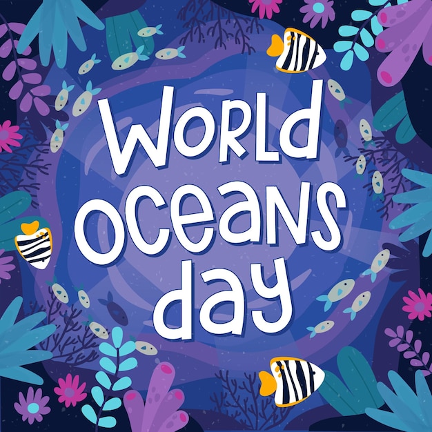 Free Vector World Oceans Day Drawing Style