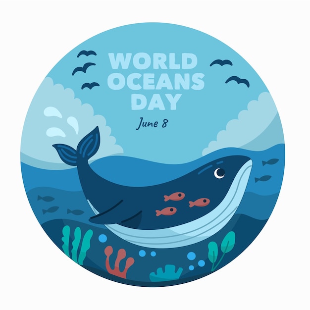 Free Vector World Oceans Day Drawing