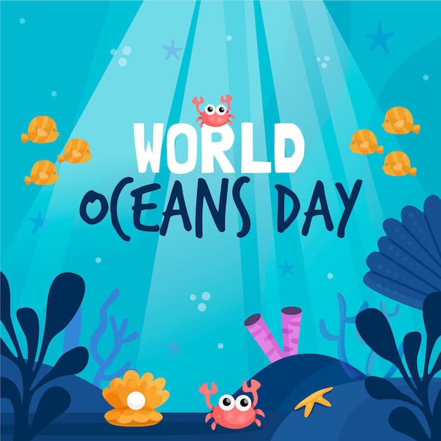 Free Vector World Oceans Day Event Theme