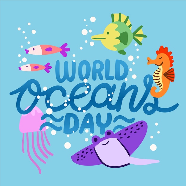 world-oceans-day-hand-drawn-design-free-vector