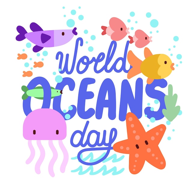 Free Vector World Oceans Day Hand Drawn Style