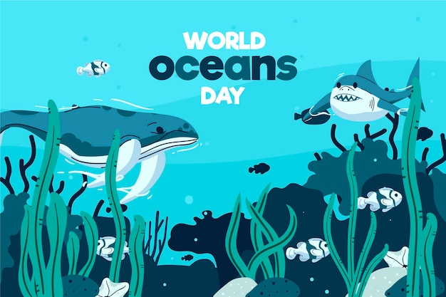 Free Vector | World oceans day illustrated