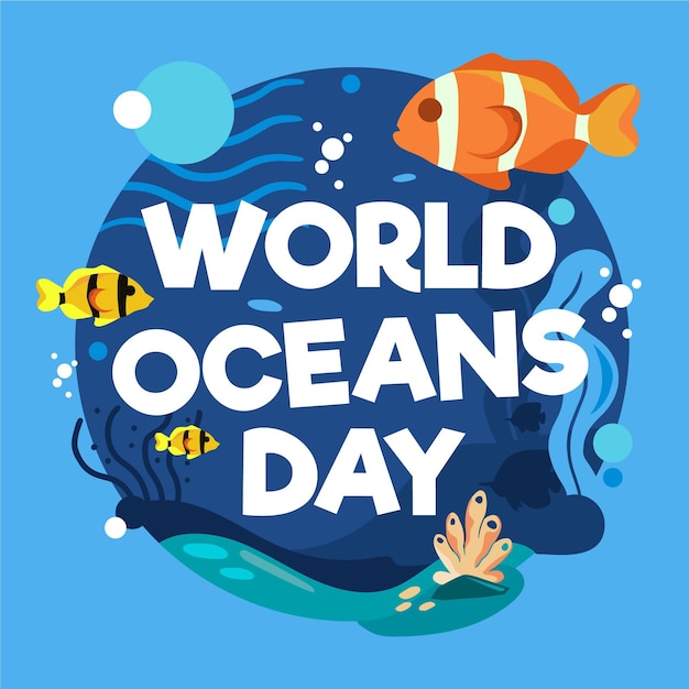 Premium Vector World oceans day illustration