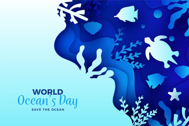 Premium Vector World Oceans Day   In Paper Style   World Oceans Day   Paper Style 23 2148549573 