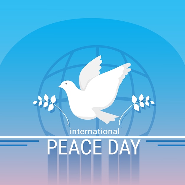 世界平和の日ポスター白い鳥の鳥のシンボル プレミアムベクター