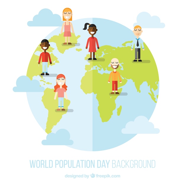 World population day background in flat design | Free Vector