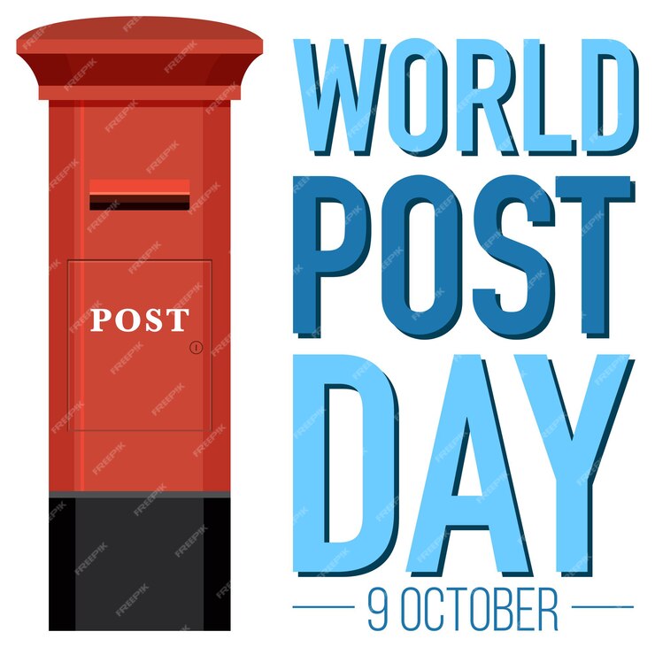 Premium Vector World post day banner with a postbox