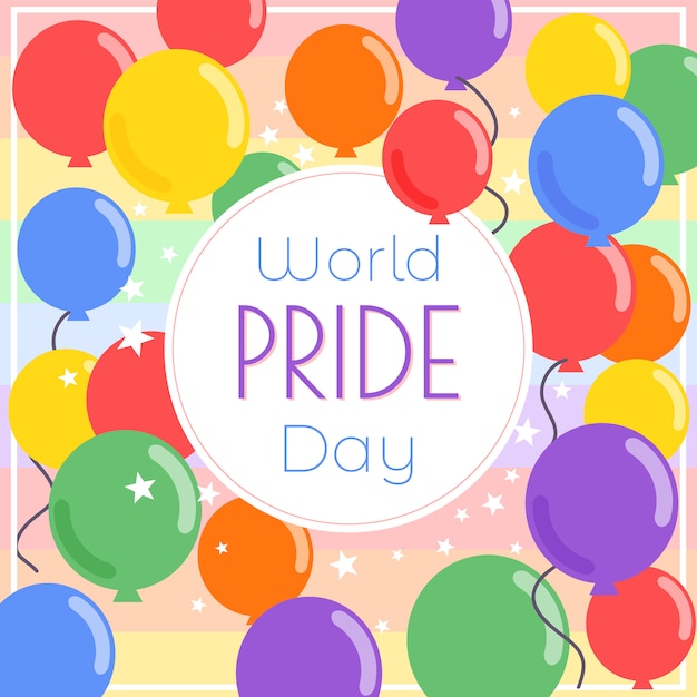 Premium Vector | World pride day balloons background