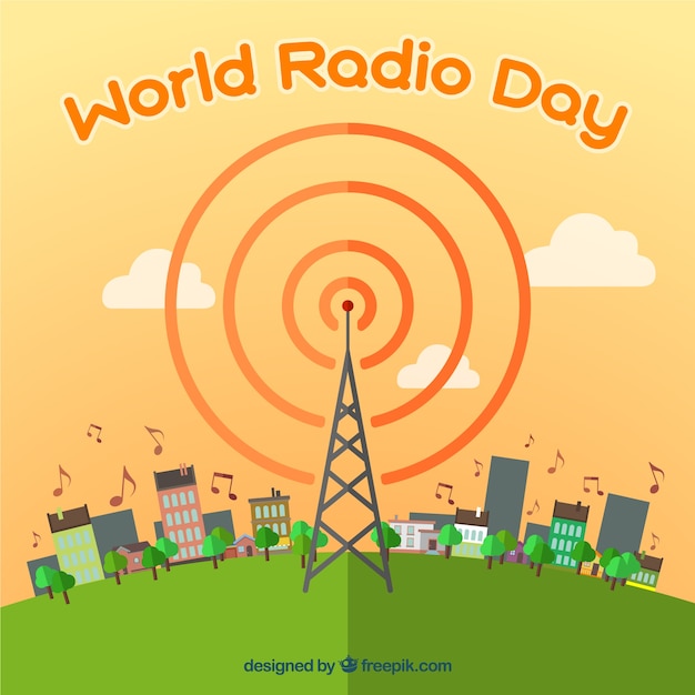 World radio day background Vector Free Download