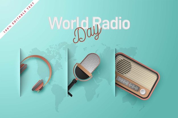 Premium Vector | World radio day . paper cut