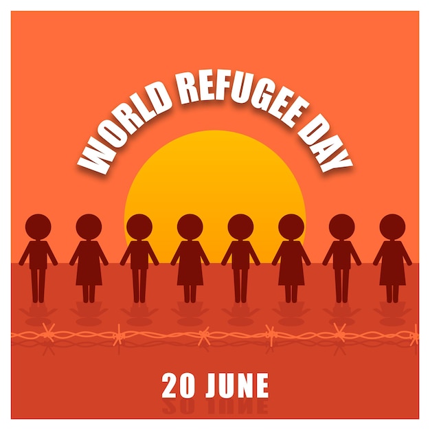 Premium Vector | World refugee day banner with people sign