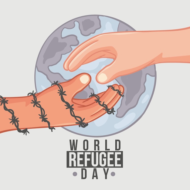 World refugee day drawing design Free Vector
