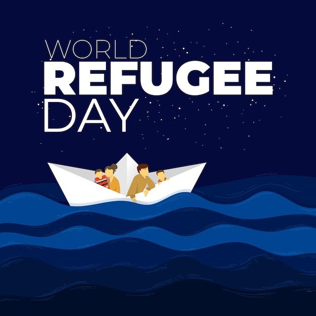 World refugee day theme Free Vector