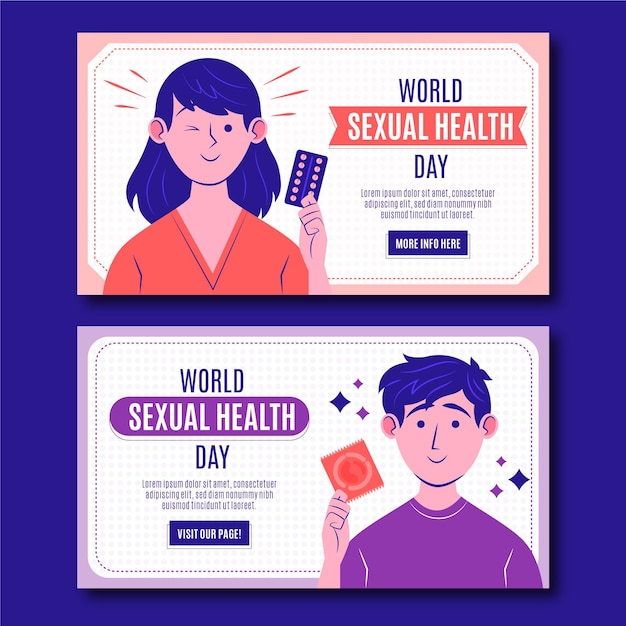 Free Vector World Sexual Health Day Horizontal Banners Set