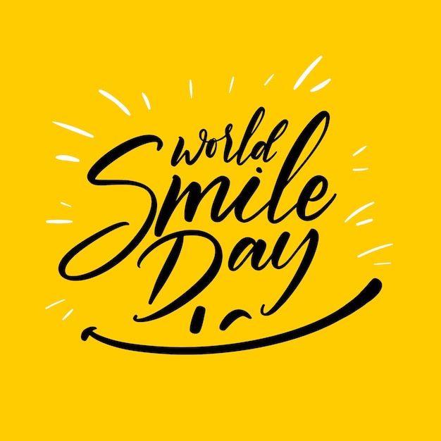 World smile day lettering with happy face Free Vector