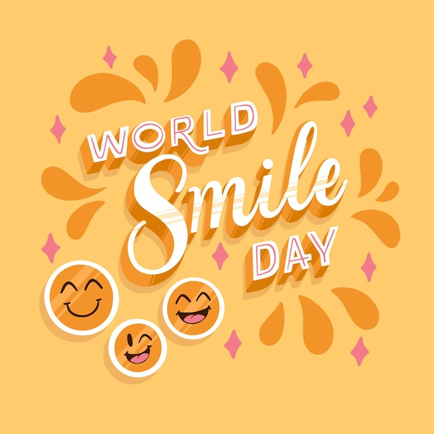 Free Vector World smile day lettering with stars