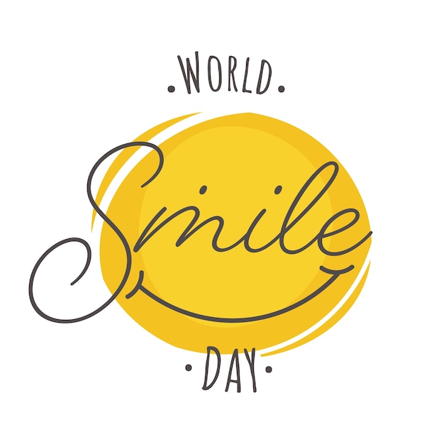 Premium Vector | World smile day text with creative smiley face on ...