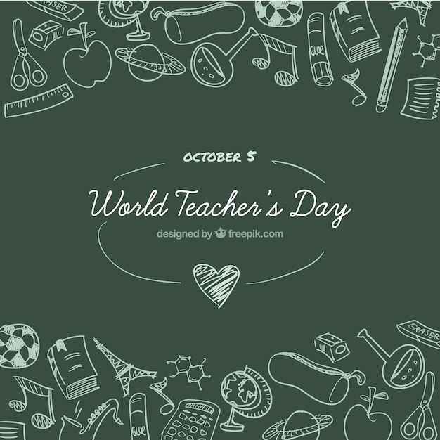 World teacher's day on a green chalkboard
background