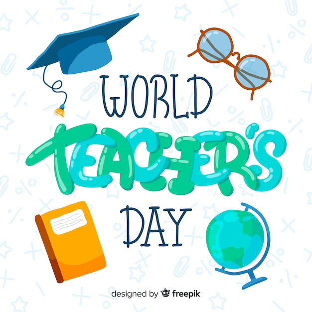 World teachers' day cartoon Free Vector