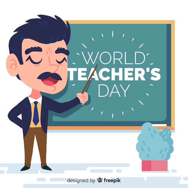 World teachers\' day composition professor with\
chalkboard