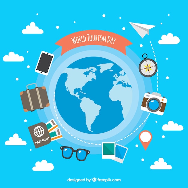 World tourism day, travel elements around the world Vector | Free Download