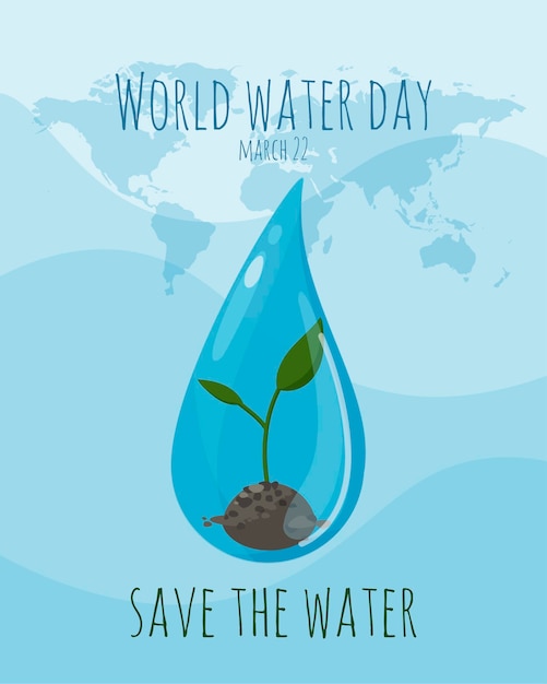 Premium Vector | World water day banner with an inscription. a drop of ...