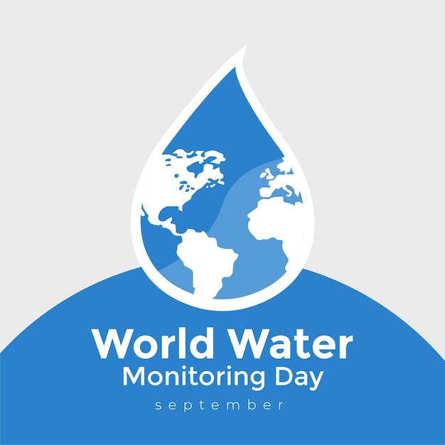 Premium Vector World water monitoring day with world map in drops of