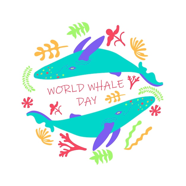 Premium Vector World whale day card