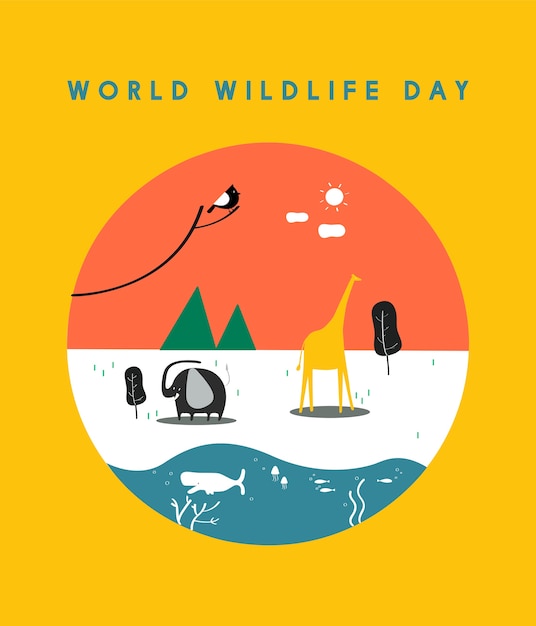 Free Vector | World wildlife day concept illustration