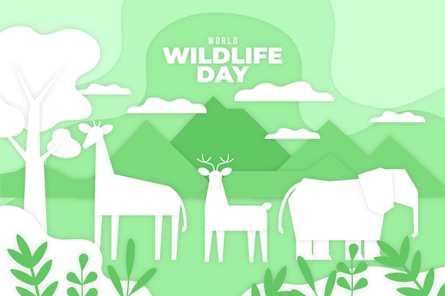 Premium Vector | World wildlife day illustration in paper style