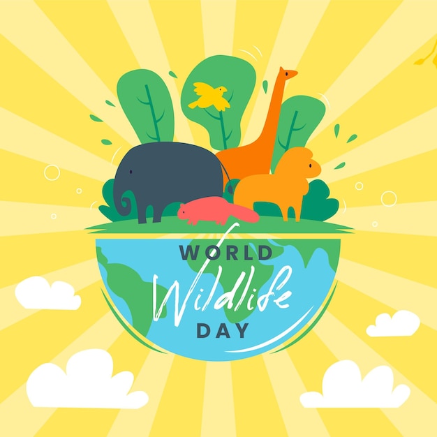 Free Vector | World wildlife day illustration with animals and nature