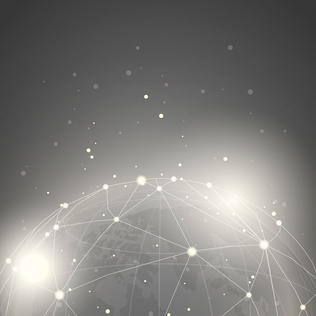 Worldwide connection gray background illustration vector Free Vector
