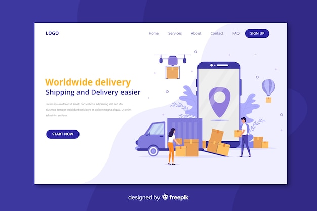 Free Vector | Worldwide delivery landing page