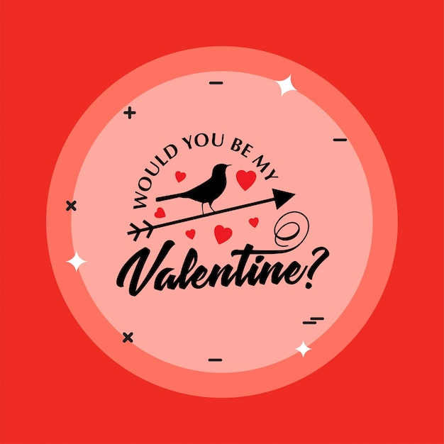 Minimalistic Banner To St Valentines Day Would You Be My Valentine Lettering With Bird On Red Stock Images Page Everypixel