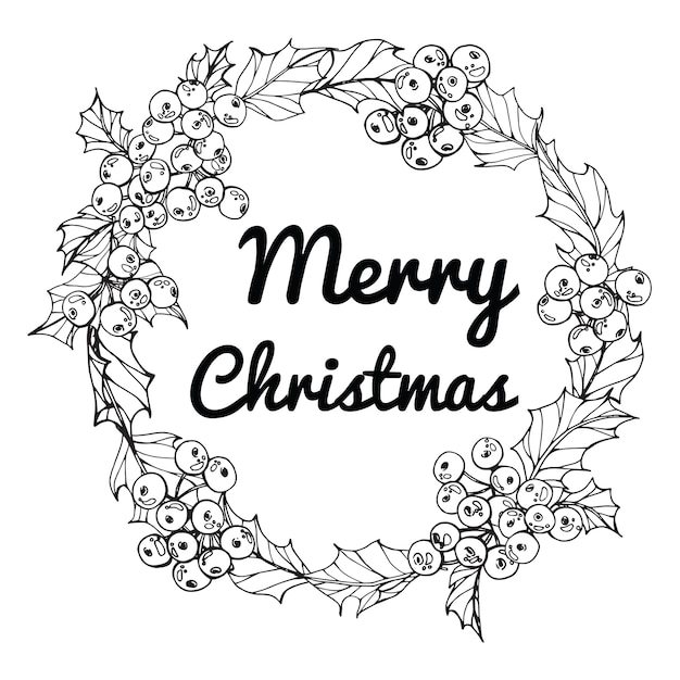 Premium Vector | Wreath for merry christmas day
