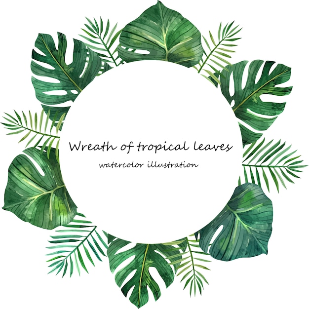 Premium Vector | Wreath of tropical leaves