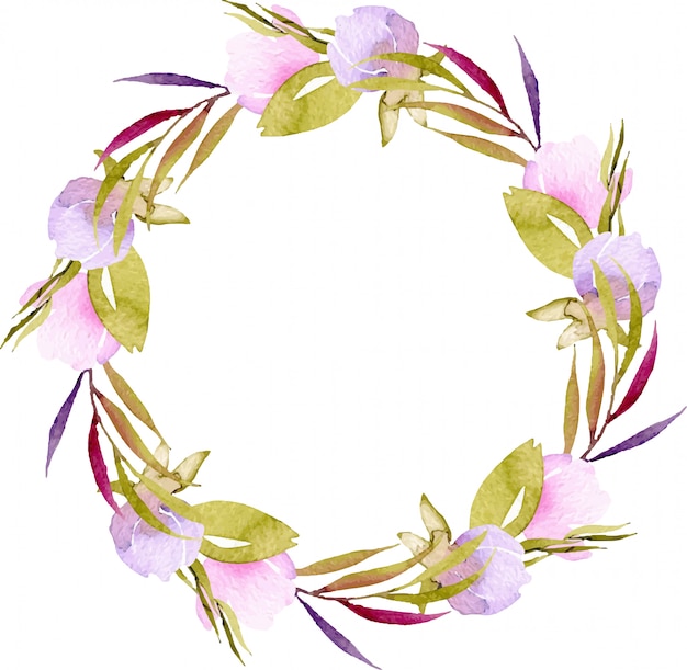 Download Wreath of watercolor pink and purple small wildflowers ...