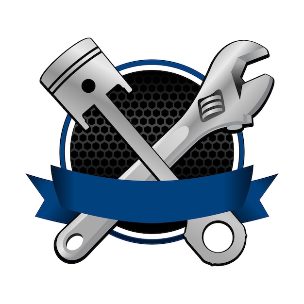 Download Free Wrench And Piston Cross Racing Emblem With Blue Ribbon Premium Use our free logo maker to create a logo and build your brand. Put your logo on business cards, promotional products, or your website for brand visibility.