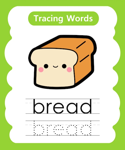 Premium Vector | Writing Practice Words: Alphabet Tracing B - Bread