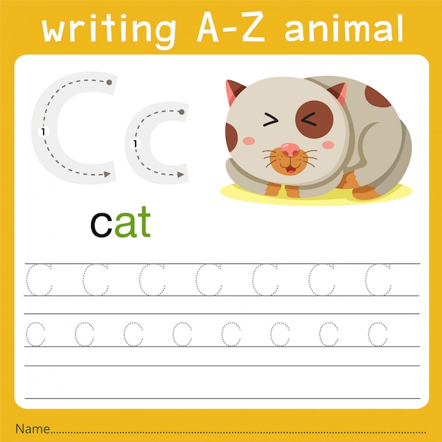 Premium Vector | Writing a-z animal c