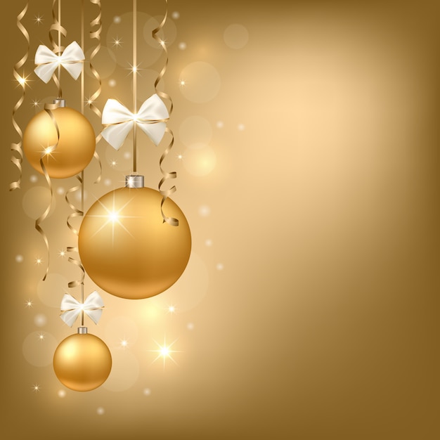 Premium Vector | Xmas background with golden ornaments