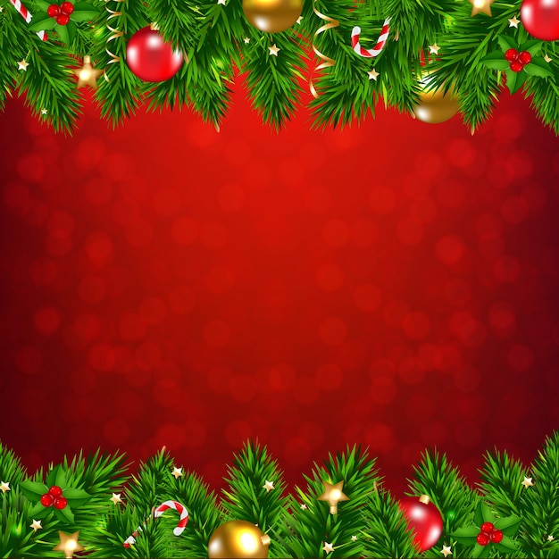 Premium Vector | Xmas garland with christmas balls and decorations