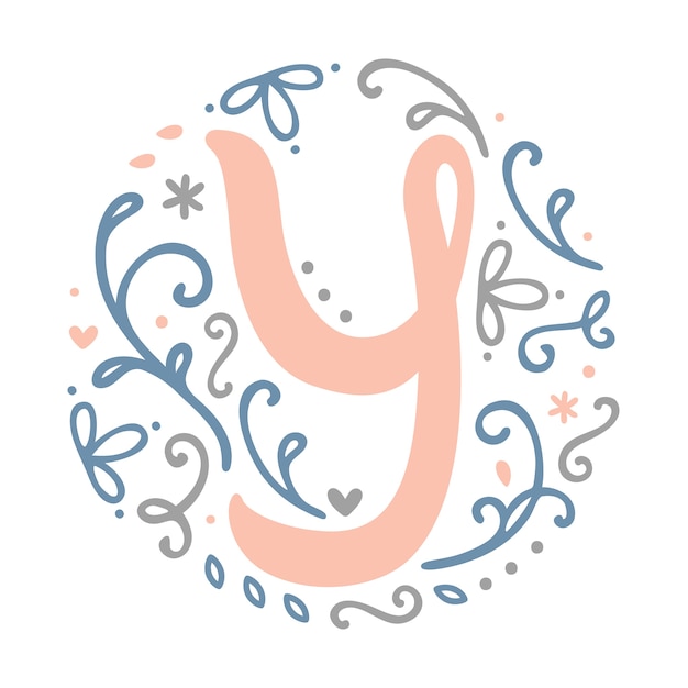 Download ' y ' letter monogram design - art nouveau letter alphabet feminine floral design decorate ...