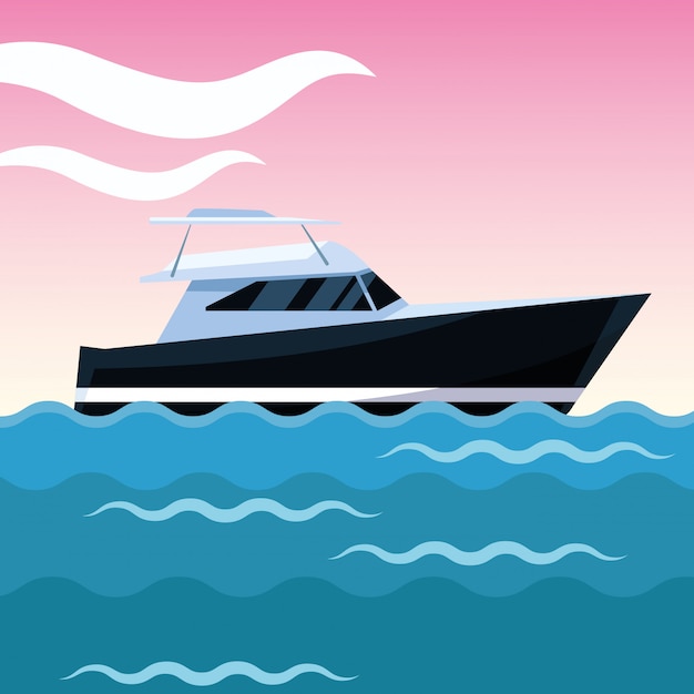 cartoon yacht