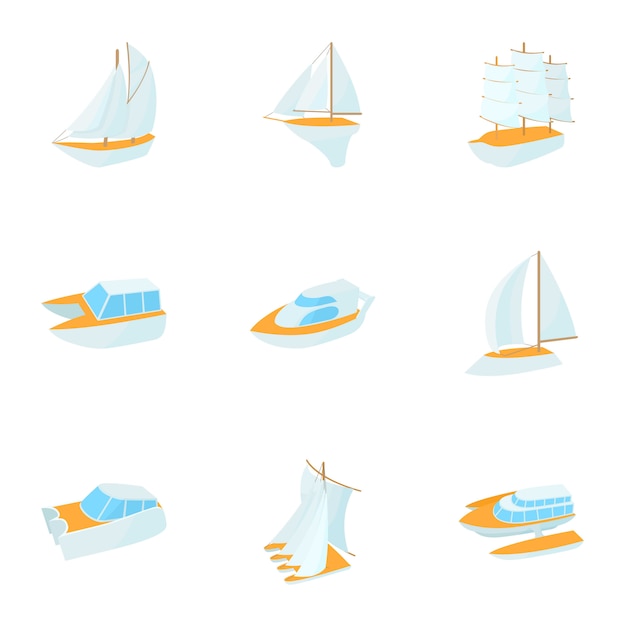 Premium Vector | Yacht set, cartoon style